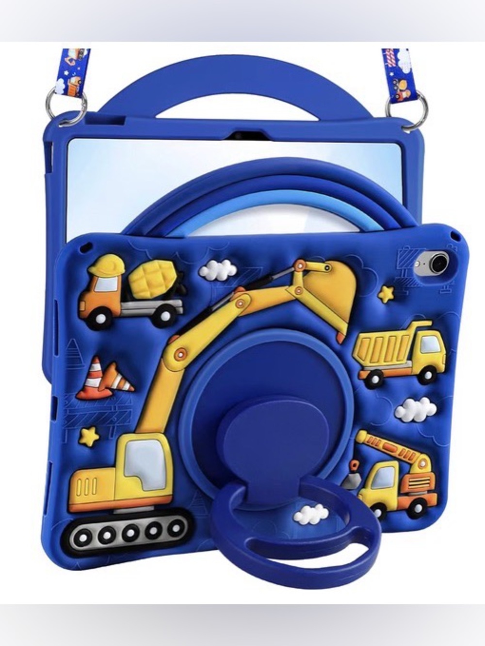 Bright 3D Silicone Cover with Strap - Heavy Equipment Theme -  iPad